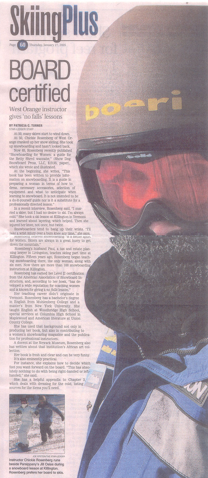 Snowboarding for Women - Chickie in The New Jersey Star Ledger