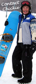 Contact Chickie Rosenberg Snowboarding for Women by Chickie Rosenberg woman snowboarding
